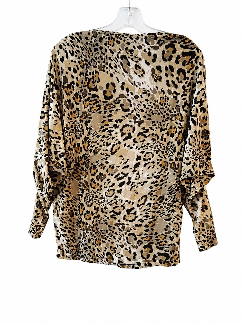 Leopard Print Long Sleeve Top Bat Wing Beige - Picture 2 of 6